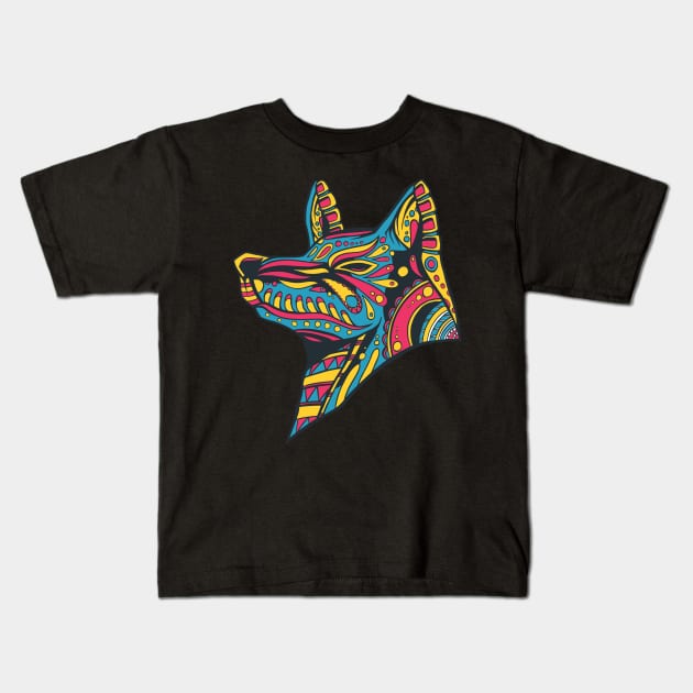 Colorful Wolf Kids T-Shirt by Imaginariux